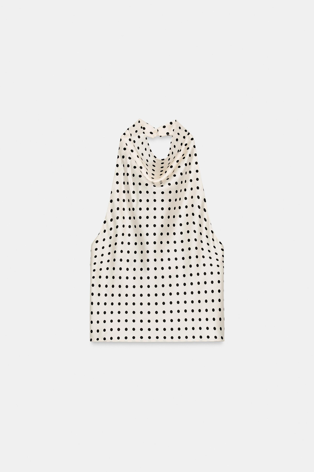 ZARA АТЛАСНЫЙ ТОП С ГОРЛОВИНОЙ ХАЛТЕР, БЕЛЫЙ/ЧЕРНЫЙ