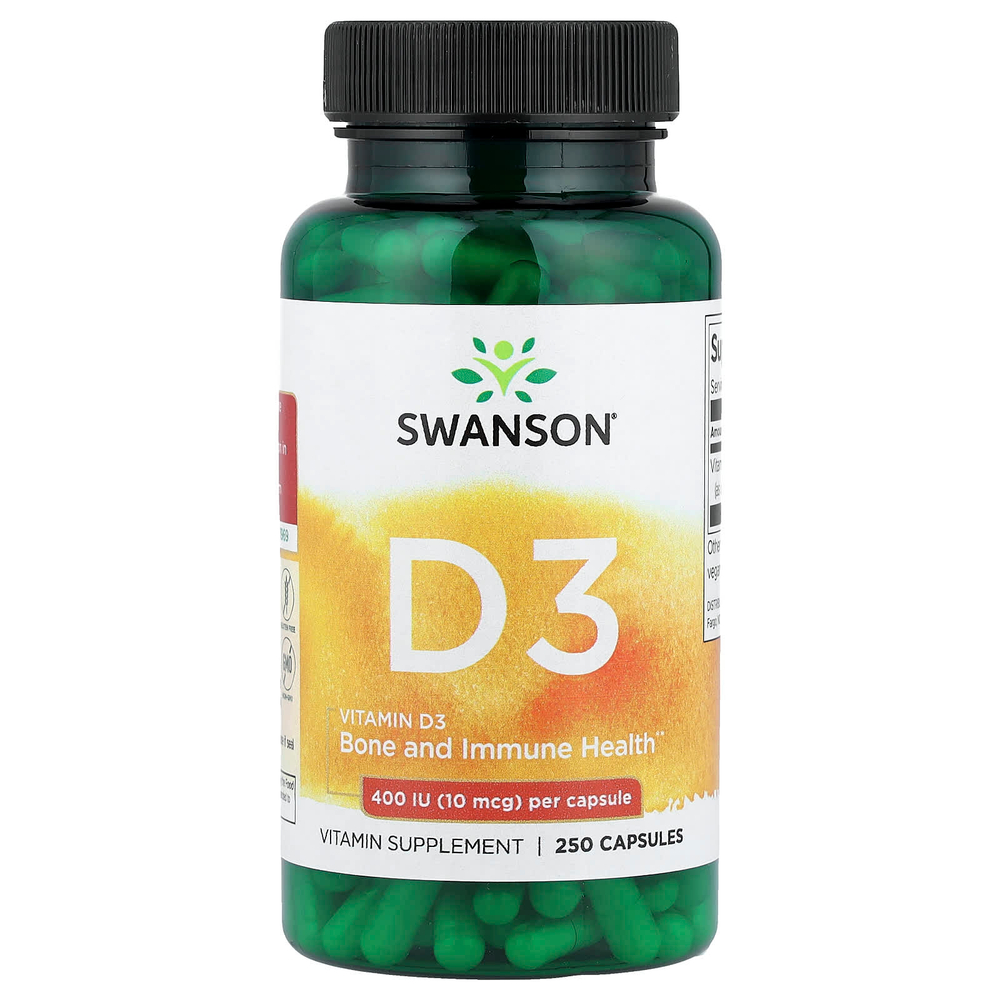 Swanson, Витамин D3, 400 МЕ (10 мкг), 250 капсул