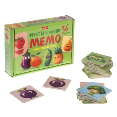ИГРА настольно-печатная МЕМО для детей 36 карточек -Фрукты и Овощи- в коробке