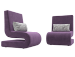 Кресло Волна (2 шт.), Сиреневый/Серый, Микровельвет\Велюр, 115670