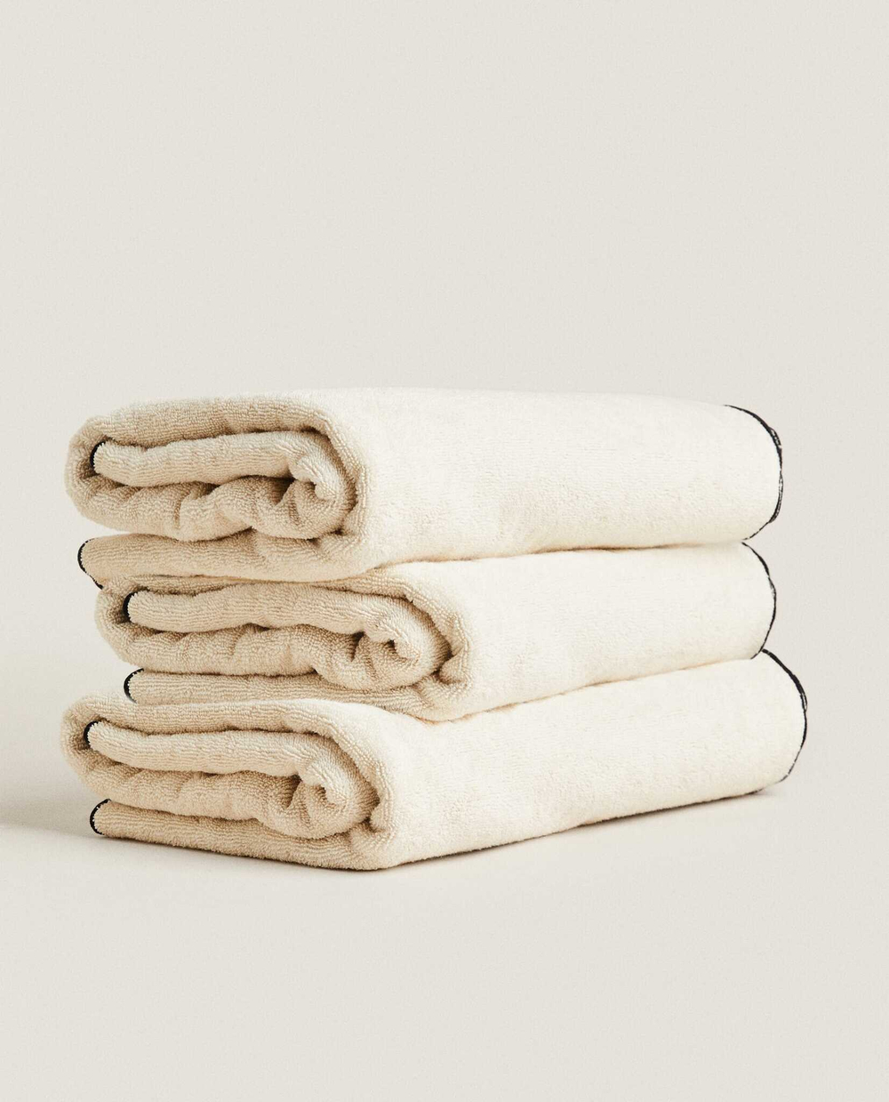 ZARA HOME ПОЛОТЕНЦЕ ИЗ ХЛОПКА, ПЕСОЧНЫЙ/ЧЕРНЫЙ