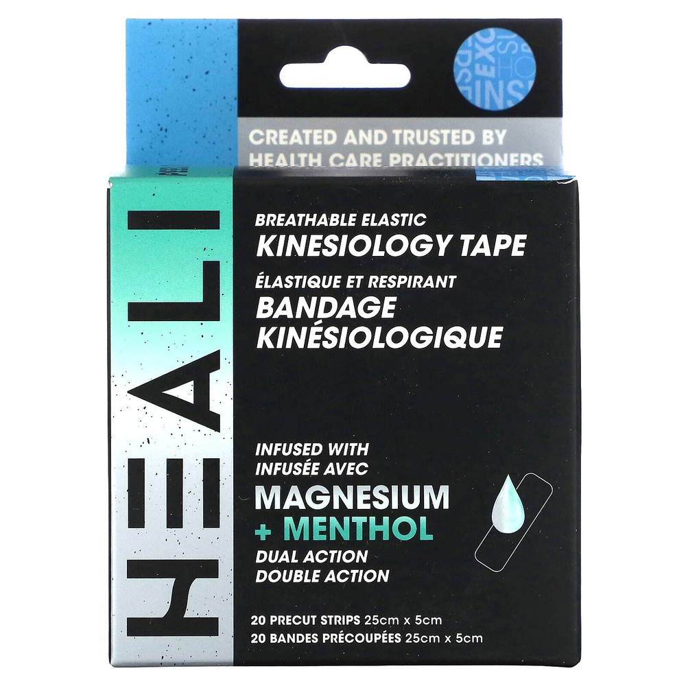 Heali Medical Corp, дышащее эластичное кинезиологическое тейпирование, синее, 20 вырезанных полосок