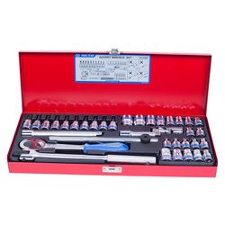 KING TONY (3034MR) Набор торцевых головок с принадлежностями 3/8", 12-гранные, 6-19 мм и E4-E18, 36 предметов