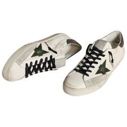 Кеды Golden Goose Superstar Green Leather Star and Grey Leather Heel Tab