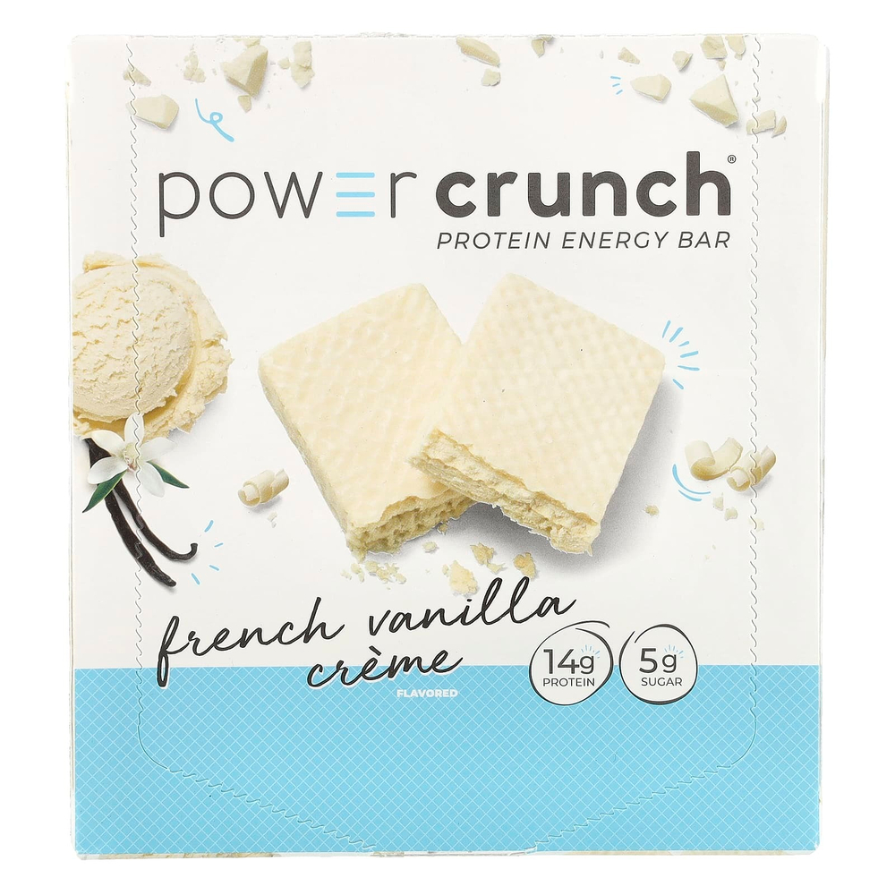 BNRG, Power Crunch® Protein Energy Bar, с французским ванильным кремом, 12 батончиков по 40 г (1,4 унции)