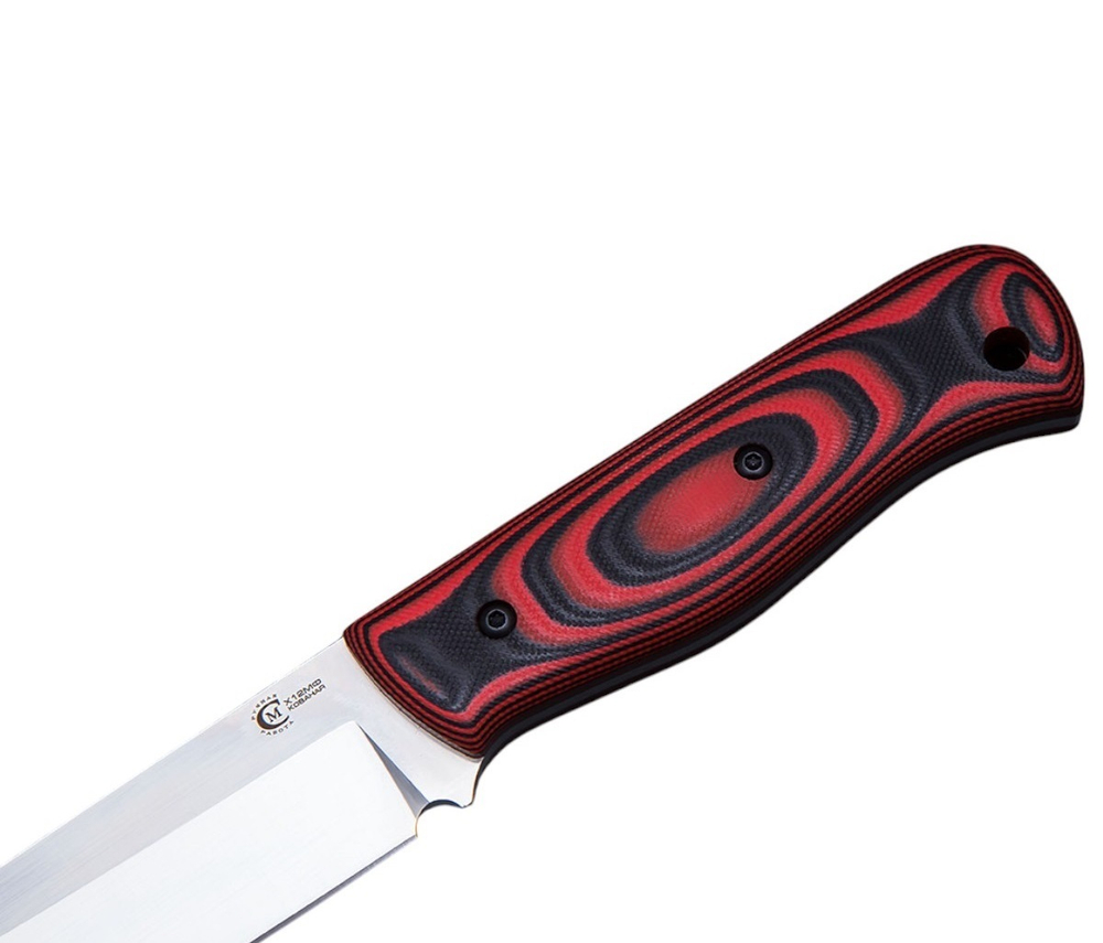 Нож кузница Семина Соболь, ст.Х12МФ, ц.м. рук.G10 черно-красный, чехол кайдекс