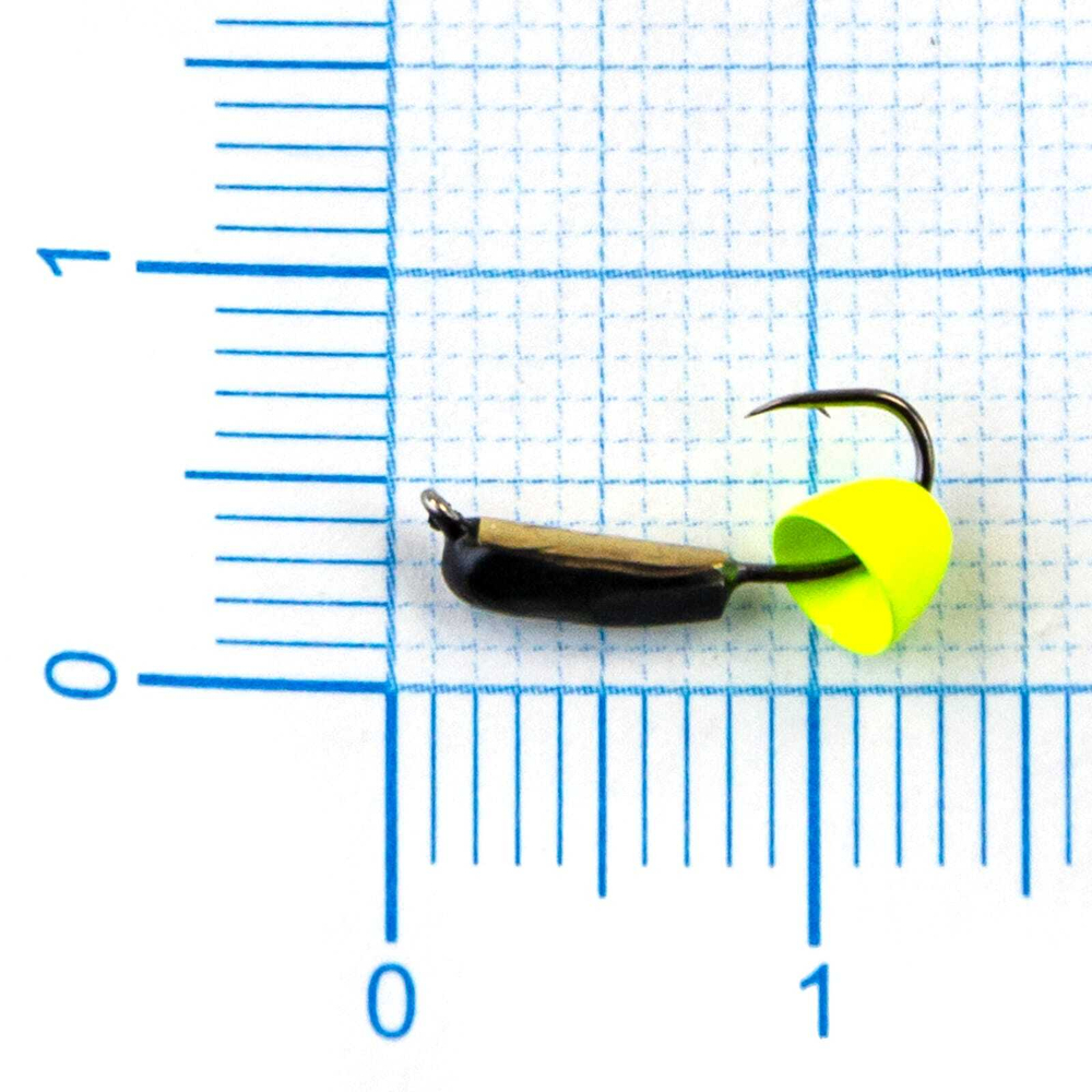 Мормышка Владимирская 599 "Гвоздик с латунным колокольчиком Chartreuse", с коронкой, 2мм, 0.5гр (15шт/уп)
