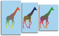 Модульная картина "Разноцветные жирафы"