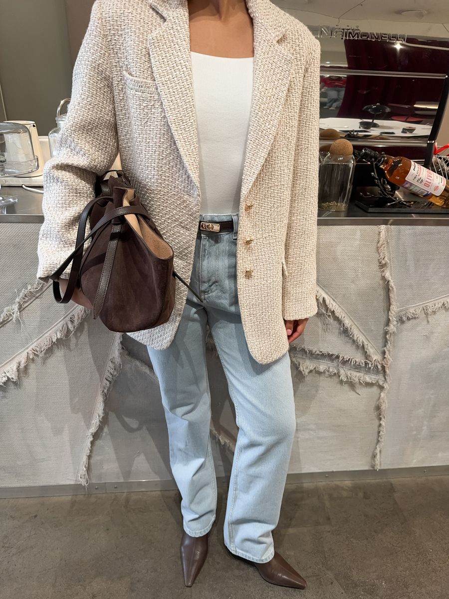 Жакет из твида однобортный пастельные оттенки