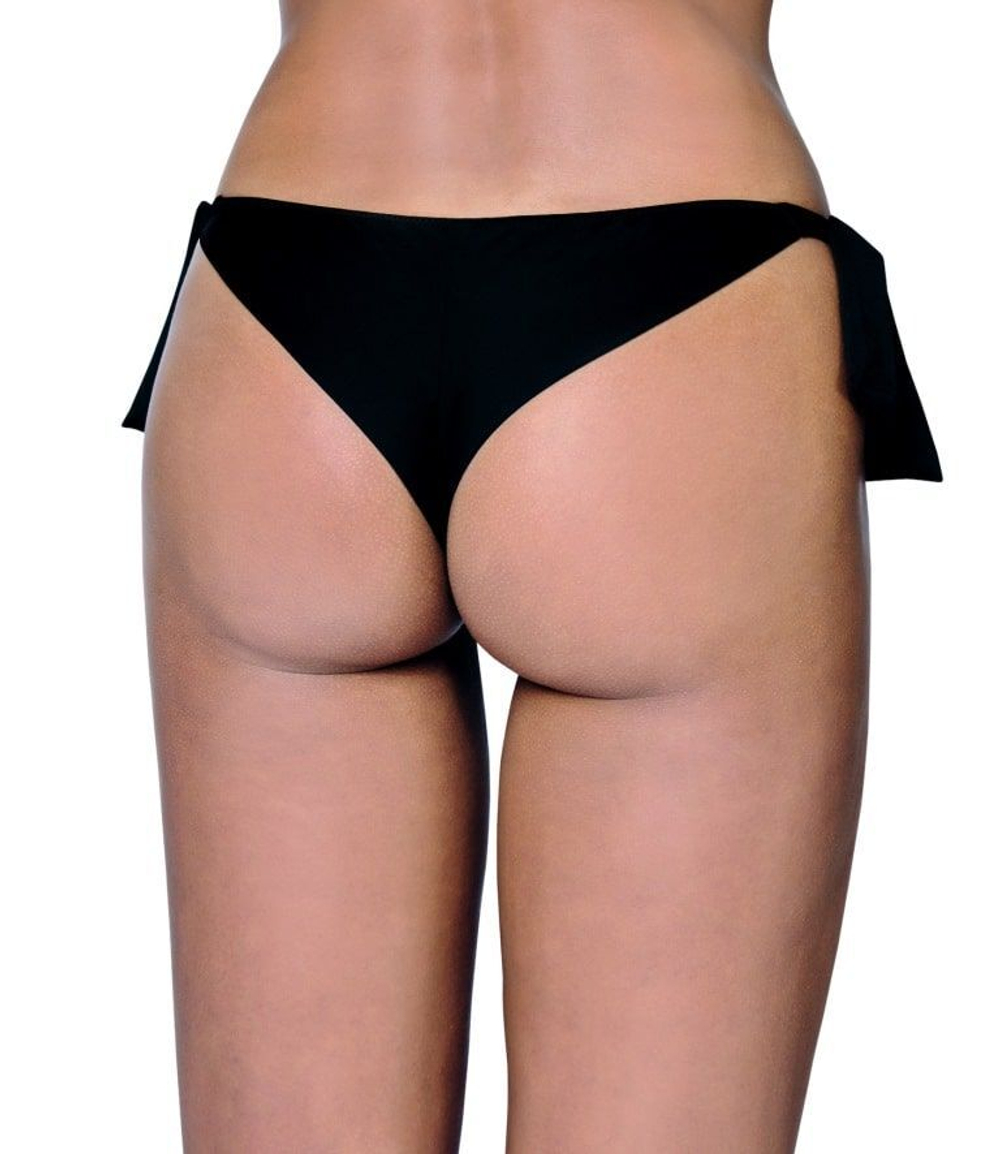 Женские плавки-бразилиана с завязками по бокам (Размер: 40) (Цвет: черный)