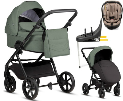 Детская коляска Tutis Leo 3 Plus 4 в 1 с автокреслом Beno Beige и базой 15822039 Sage