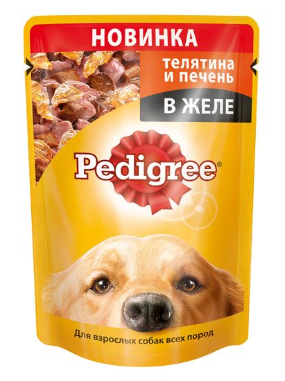 Pedigree пауч для взрослых собак с телятиной и печенью 85 г