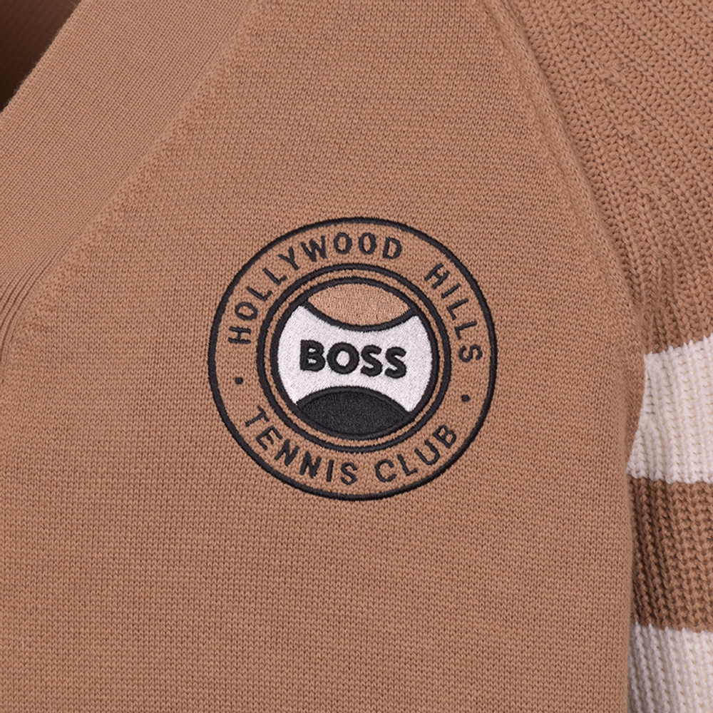 Мужская теннисная кофта BOSS x Matteo Berrettini Granello Cardigan - medium beige