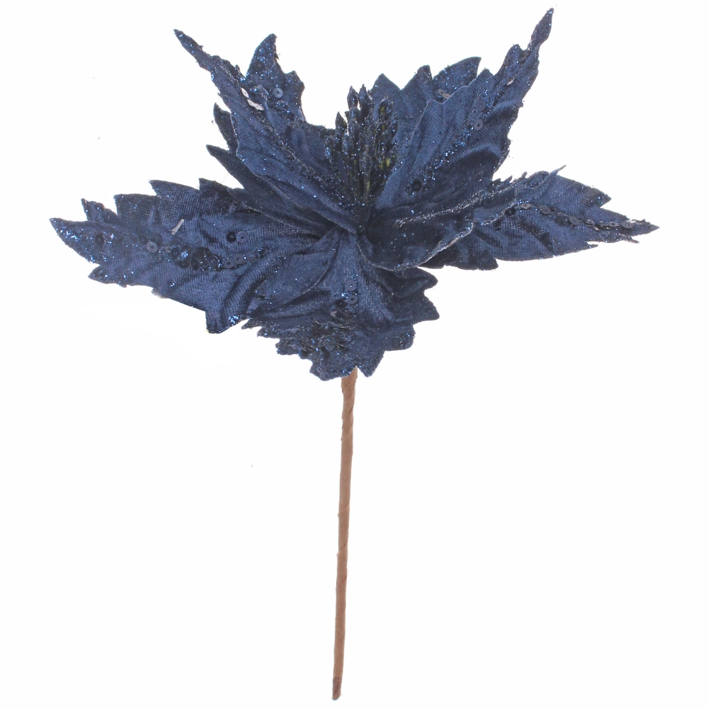 Украшение новогоднее «Пуансеттия - Узоры» 24 см, Сапфир