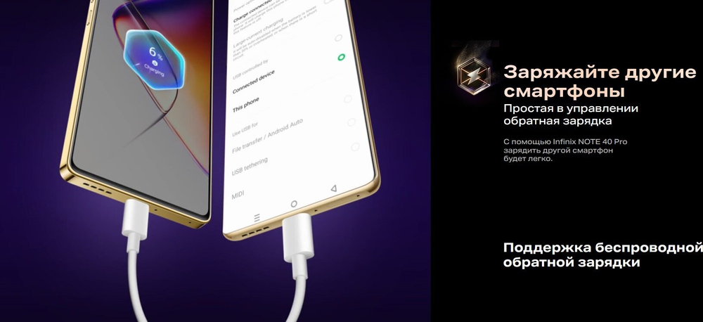 Смартфон Infinix NOTE 40 Pro X6850 256+8 Gb, Android 14, 6.78", 2K QHD, AMOLED, Obsidian Black