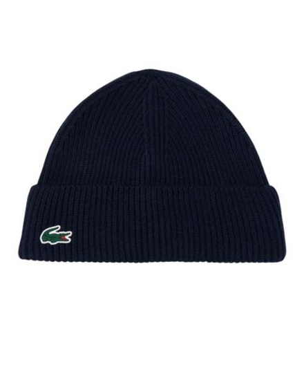 Шапка зимняя Lacoste Ribbed Knit Wool Golf - midnight blue