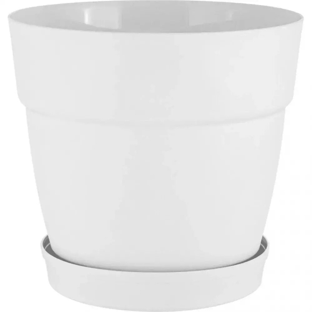 Горшок цветочный Villa de Fiori 48л D465мм, фиксированный поддон, на колесиках, белоснежный жасмин