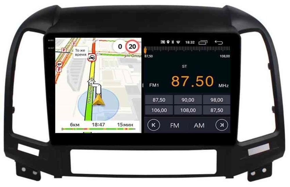 Магнитола для Hyundai Santa Fe 2 CM 2006-2012 (рамка черная) - Parafar PF208LUX1RN2K на Android 13, QLED+2K, ТОП процессор, 4Гб+32Гб, CarPlay, 4G SIM-слот