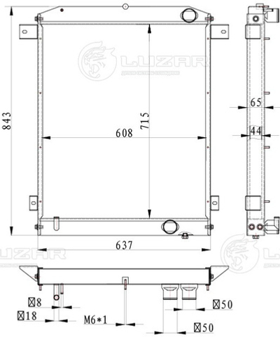 LRc 0312 -  Радиатор охлаждения для а/м ГАЗ Валдай 12 (23-) с дв. ЯМЗ-53445
