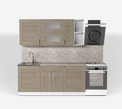 Кухонный гарнитур Лира макси 1800 мм (Квадро шимо светлый/Белый, Малага)