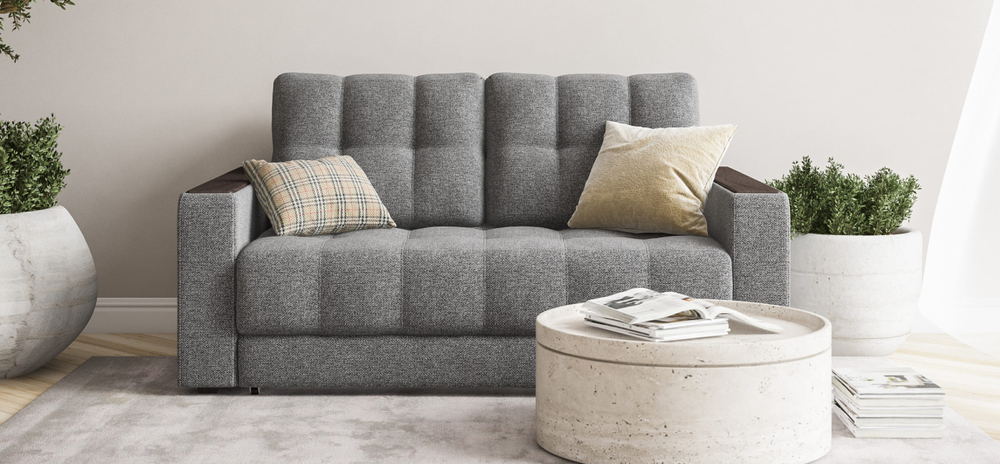 Диван Босс двухместный Рогожка Мальмо серый