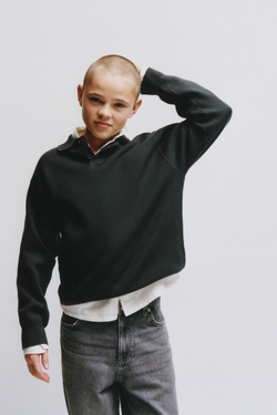 ZARA БАЗОВОЕ ТРИКОТАЖНОЕ ПОЛО, ЗЕЛЕНЫЙ/СЕРЫЙ