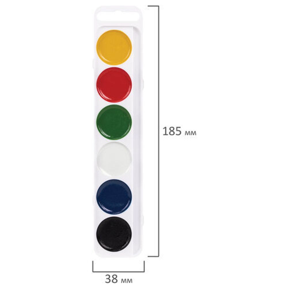 Краски акварельные медовые 6 цветов ПИФАГОР "ВЕСЕЛАЯ ТАКСА", 192006