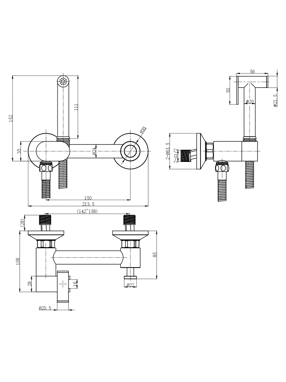 Гигиенический душ WeltWasser  HIGI R02 GG 10000013662 латунь  Брашированная оружейная сталь