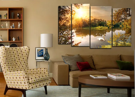 Модульная картина "Белый лебедь"