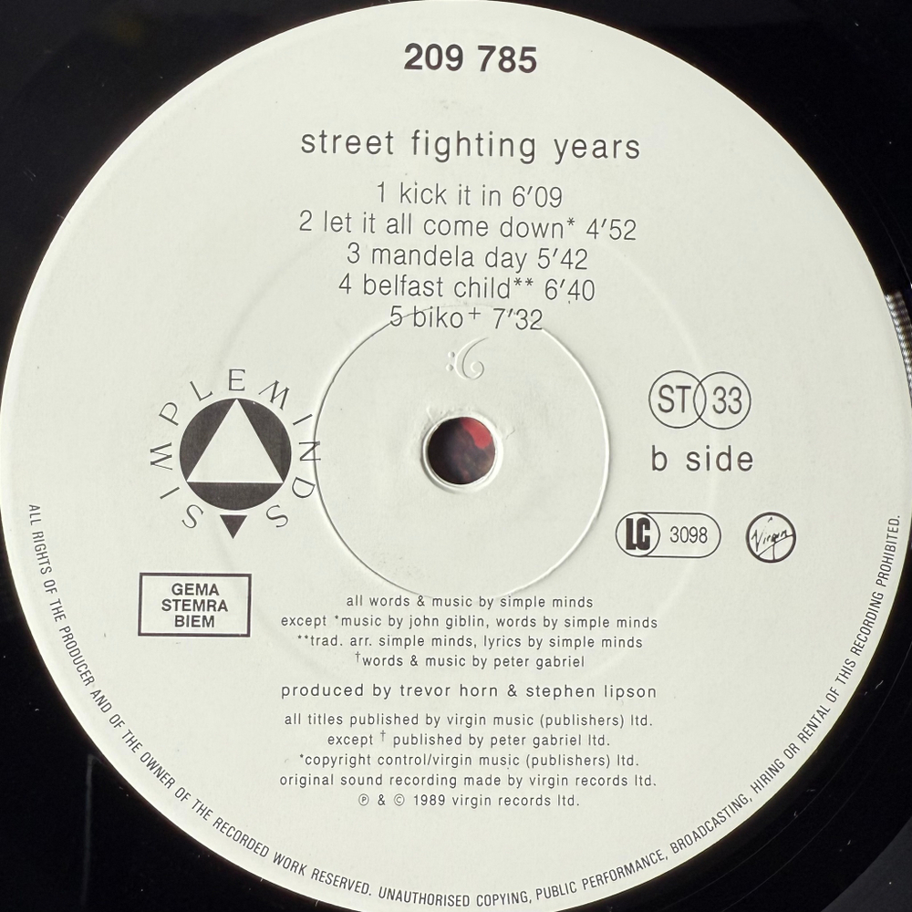 Виниловая пластинка Simple Minds - Street Fighting Years LP