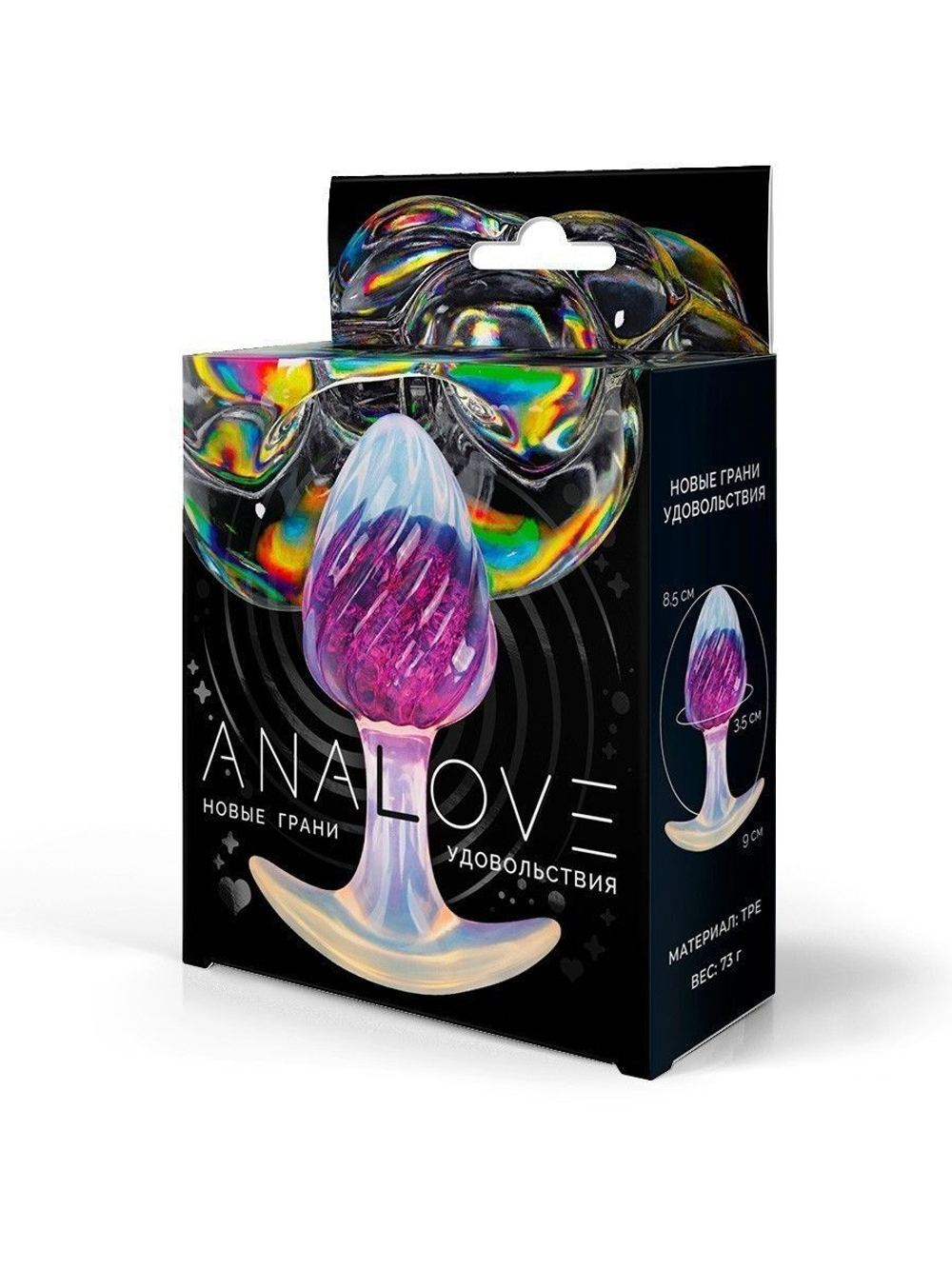 Анальная пробка AnaLove лиловая, рельефная, 9 см