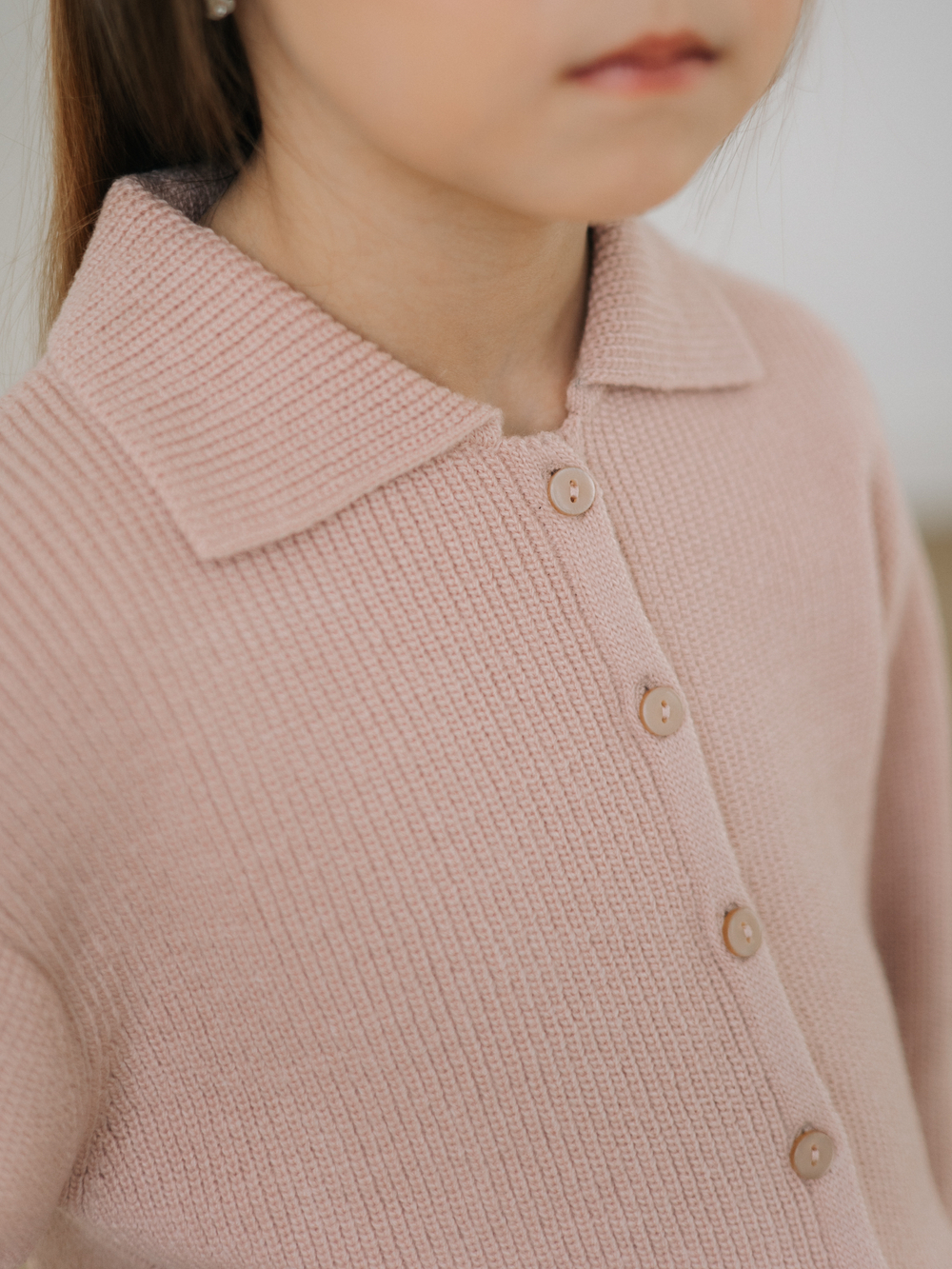 Кардиган с воротником, Пудровый