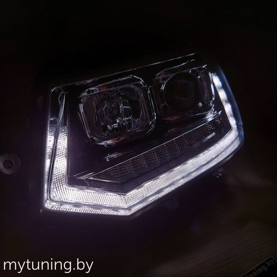 Передние фары Tru DRL для Volkswagen T5 (10-15) динамические хромированные