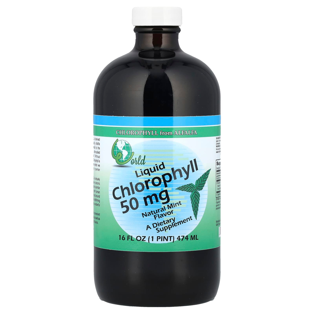 World Organic, жидкий хлорофилл, со вкусом натуральной мяты, 474 мл (16 жидк. унций)