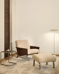 Кресло Amsen светло-коричневое из ореховой фанеры с ножками из стали