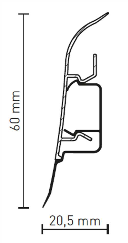 Плинтус ПВХ Aberhof ABF-60 2423 Вяз Однополосный 60x20,5х2500 мм
