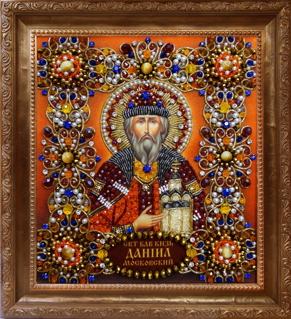 Ткань с нанесенной авторской схемой Святой Даниил Московский (+инструкция)