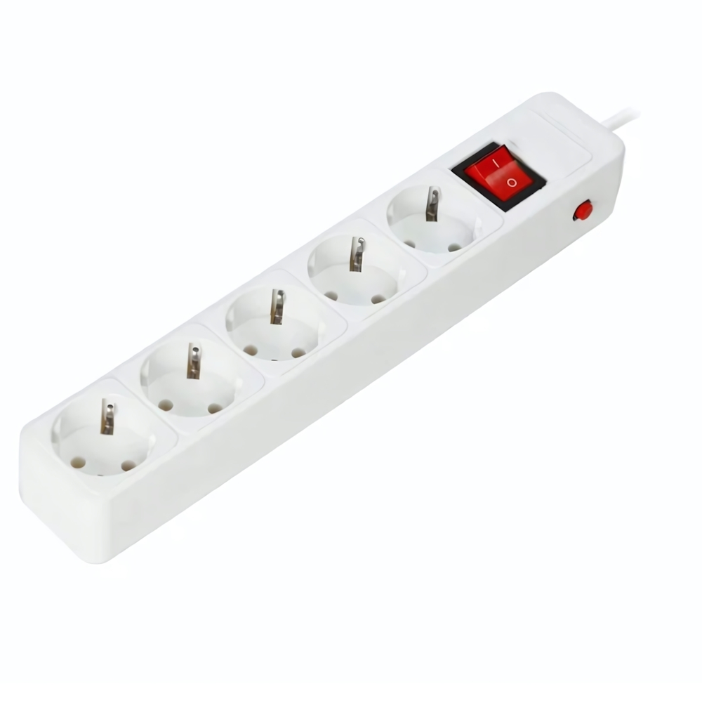 Сетевой фильтр 16А, 3500 Вт, 5 гнезд, без з/ш, с з/к, ПВС 3x1.0 мм?, 1,8 м, белый (SBSP-5-18-W)