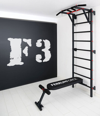 Шведская стенка Ferrum Force, турник Классик, черно-красный (F3)