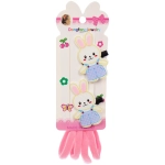 Аксессуары для волос детские в наборе 2 зажима и 4 резинки «РОЗОВОЕ ОБЛАКО», милые зайчики, цвет как на фото,14*6см (пакет с подвесом)●