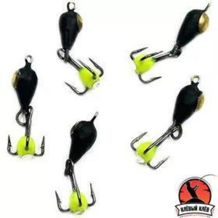 Мормышка вольф. безнасадочная "ЯМАН" Дьявол с латунной коронкой и подвесным тройником, d-3 мм, вес 0,6 г, капля с глазком, цв. флуор. Красный