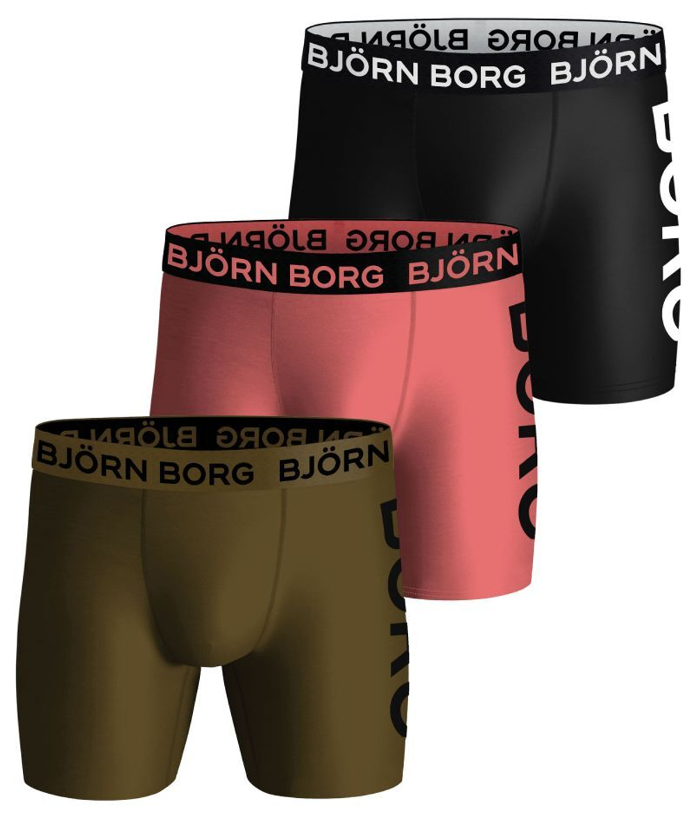 Мужские спортивные боксеры Björn Borg Performance Boxer 3P - black/green/pink