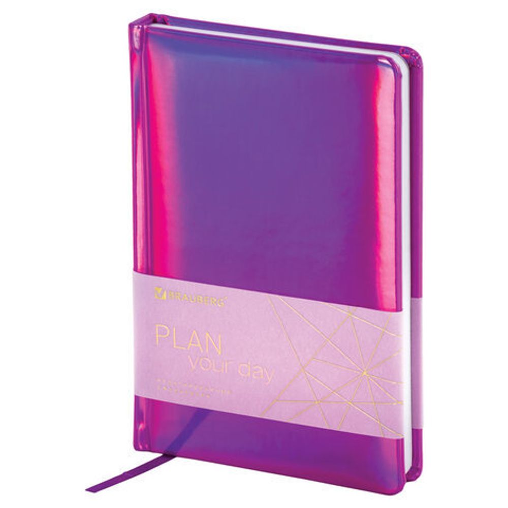 Ежедневник недатированный А5 138х213 мм BRAUBERG "Holiday" под кожу, 136 л., фиолетовый, 111671