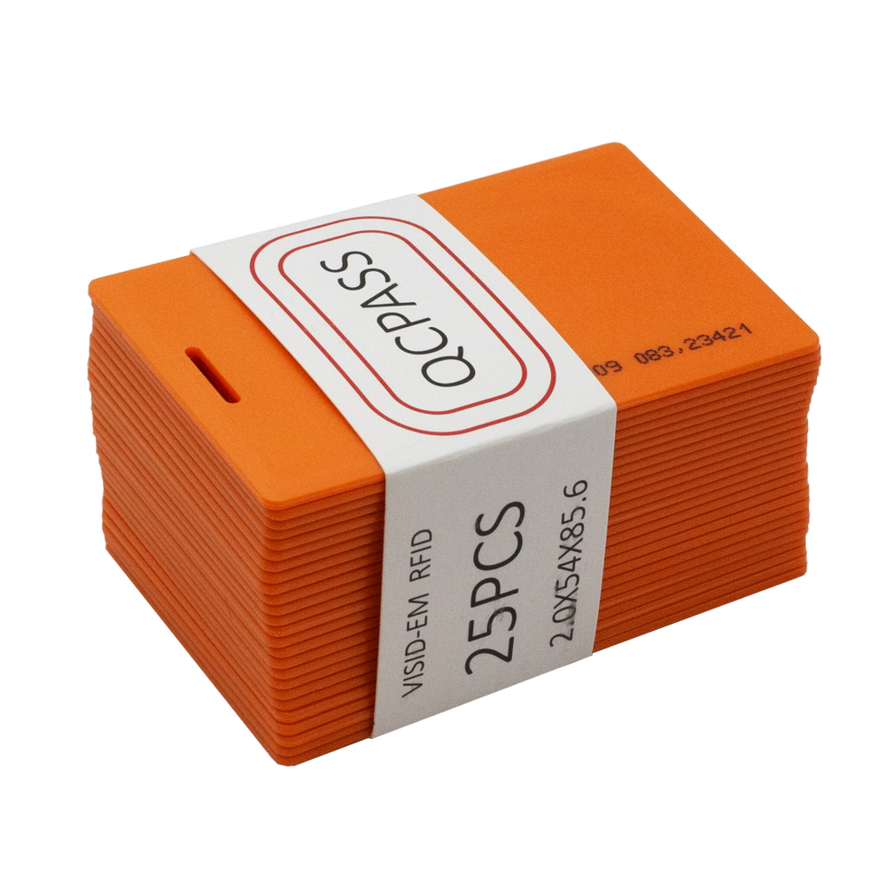 Бесконтактная цветная карта EM-Marine CLAMSHELL (ORANGE) с номером, оранжевого цвета