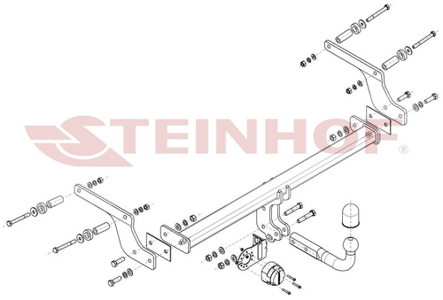 Фаркоп на Renault Duster 2 2021-2022, Dacia Duster III 2/4WD 2018- без снятия и подрезки бампера (паспорт и сертификат в комплекте)(без электрики) Steinhof.D-016
