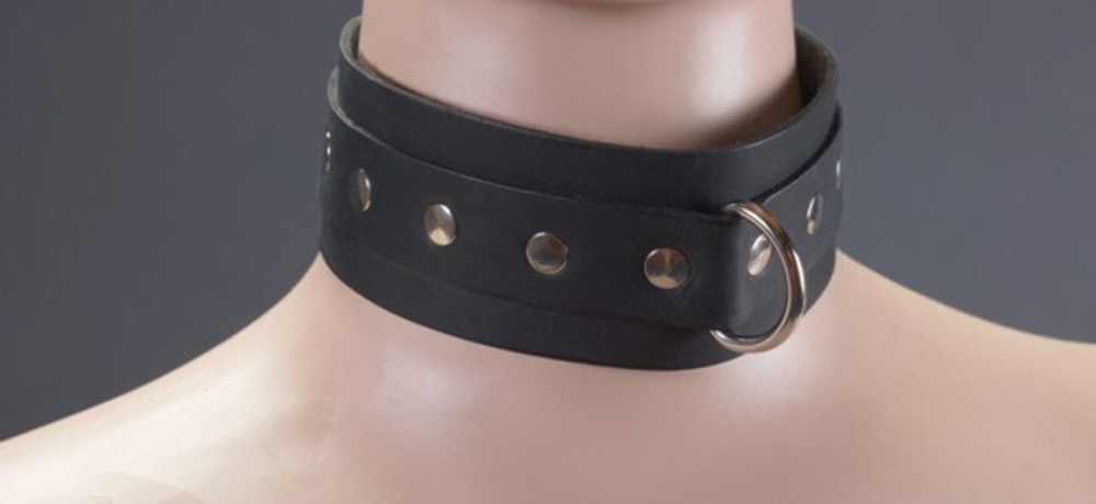 Ошейник широкий без подкладки из натуральной кожи (Цвет: черный)