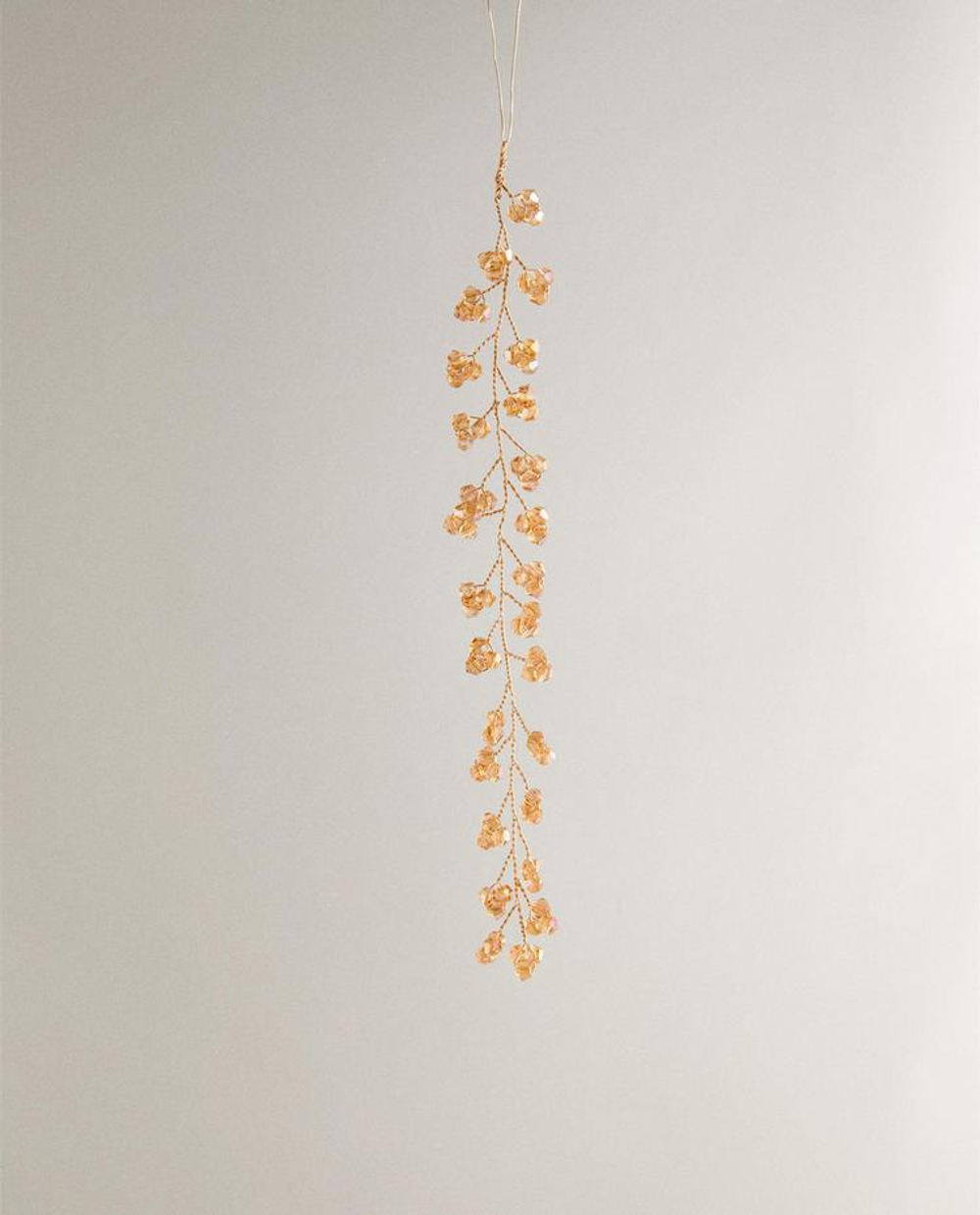 ZARA HOME ЕЛОЧНОЕ УКРАШЕНИЕ В ФОРМЕ ВЕТКИ С БУСИНАМИ, КАРАМЕЛЬНЫЙ