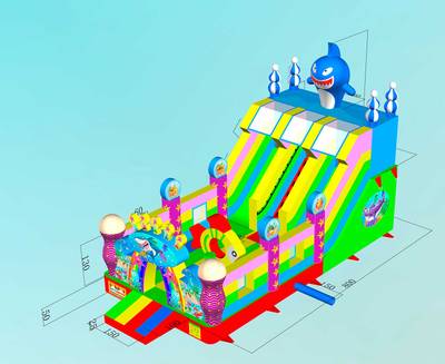 Коммерческий надувной батут с горкой «В гостях у моря 2», 8*4*5 м