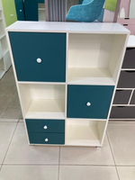 Стеллаж Кубик В2 МДФ белый/аквамарин