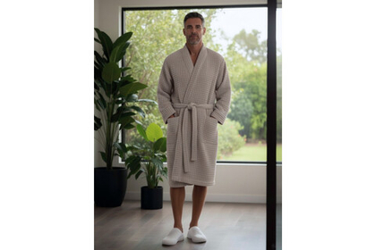Халат вафельный мужской Home One светло-серый 52-54